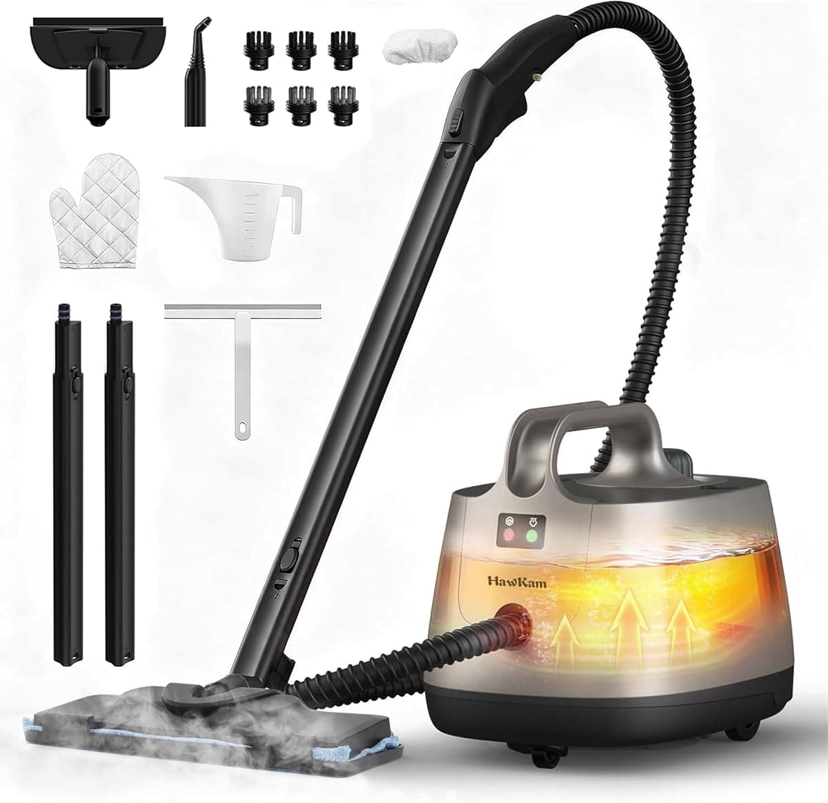 Portable Steam Cleaner, 293°F 58 PSI Powerful Multipurpose Handheld Steam Mop, 21 Attachments, 50Oz Capacity, Heavy Duty Steamer for Carpets, Floors, Cars, Tiles, Crack Cleaning, Turquoise