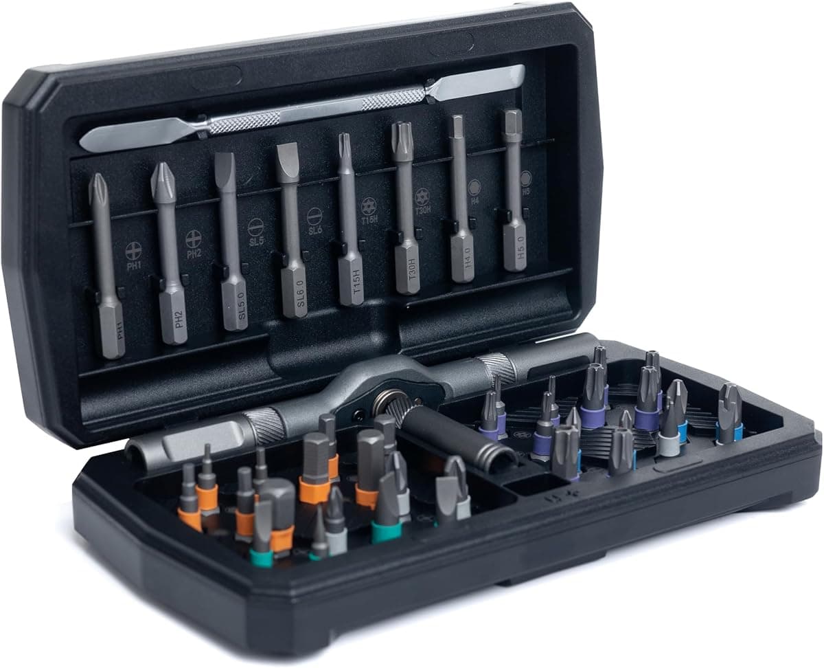 ANVANNA 42 in 1 Magnetic Screwdriver, Screwdriver Set, Multi Bit Ratcheting Screwdriver Set with Storage Case Repair Tool Kit for Computer, Eyeglass, Bicycles, Watch, Ring Doorbell, Furniture and DIY