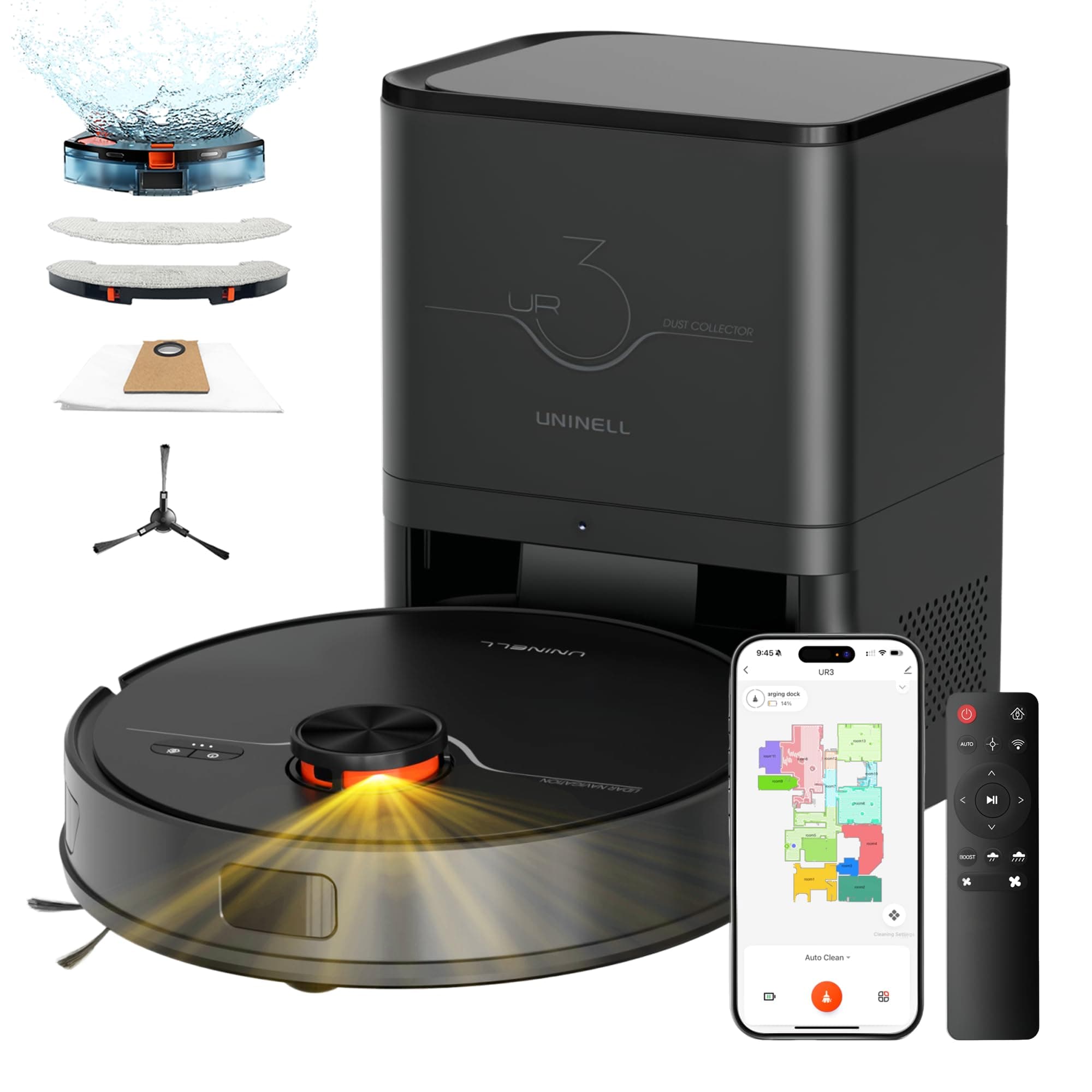 Robot Vacuum and Mop with Self-Emptying Station, 7000Pa Suction for Pet Hair on Carpets, LiDAR Navigation Creates No-Go Zones, Quiet, Works with Alexa, for Hardwood Floors & Multi-Floor Homes
