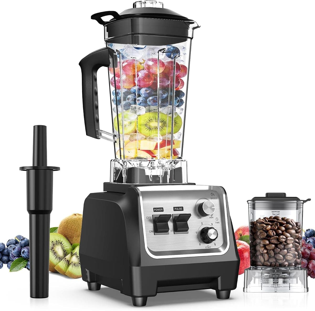H-Duka 1800W Blender for Smoothies, 70oz Pitcher & 20oz Grinder, 28000 RPM High Speed Countertop Blender for Kitchen for Ice Crushing, Frozen Fruits & Nut Butter, 1-5 Min Timer, Multiple Speeds