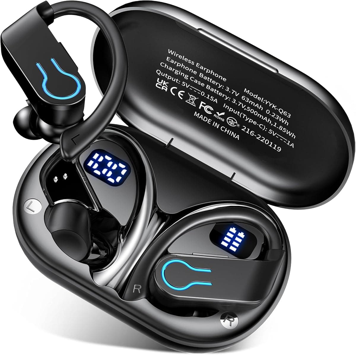 Wireless Earbuds 120hrs Bluetooth 6.1 Headphone Sport, 2026 Bluetooth Earbuds with Fast Charging Case Dual LED Display Earphones ENC Noise Cancelling Mic with Easy Button Controls, IPX7 Waterproof