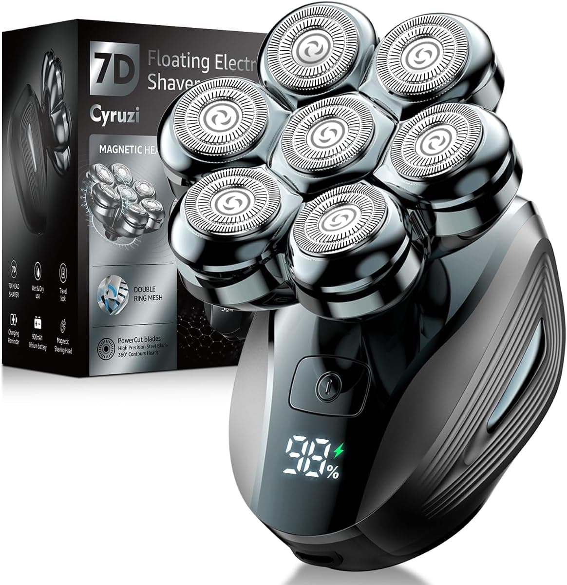 Head Shavers for Bald Men: Upgraded Detachable Head Shaver - 𝟕𝐃 𝐅𝐥𝐨𝐚𝐭𝐢𝐧𝐠 Electric Razor with LED Display, IPX7 Waterproof and Type-C Fast Charging 𝐟𝐨𝐫 𝐅𝐚𝐭𝐡𝐞𝐫'𝐬 𝐃𝐚𝐲