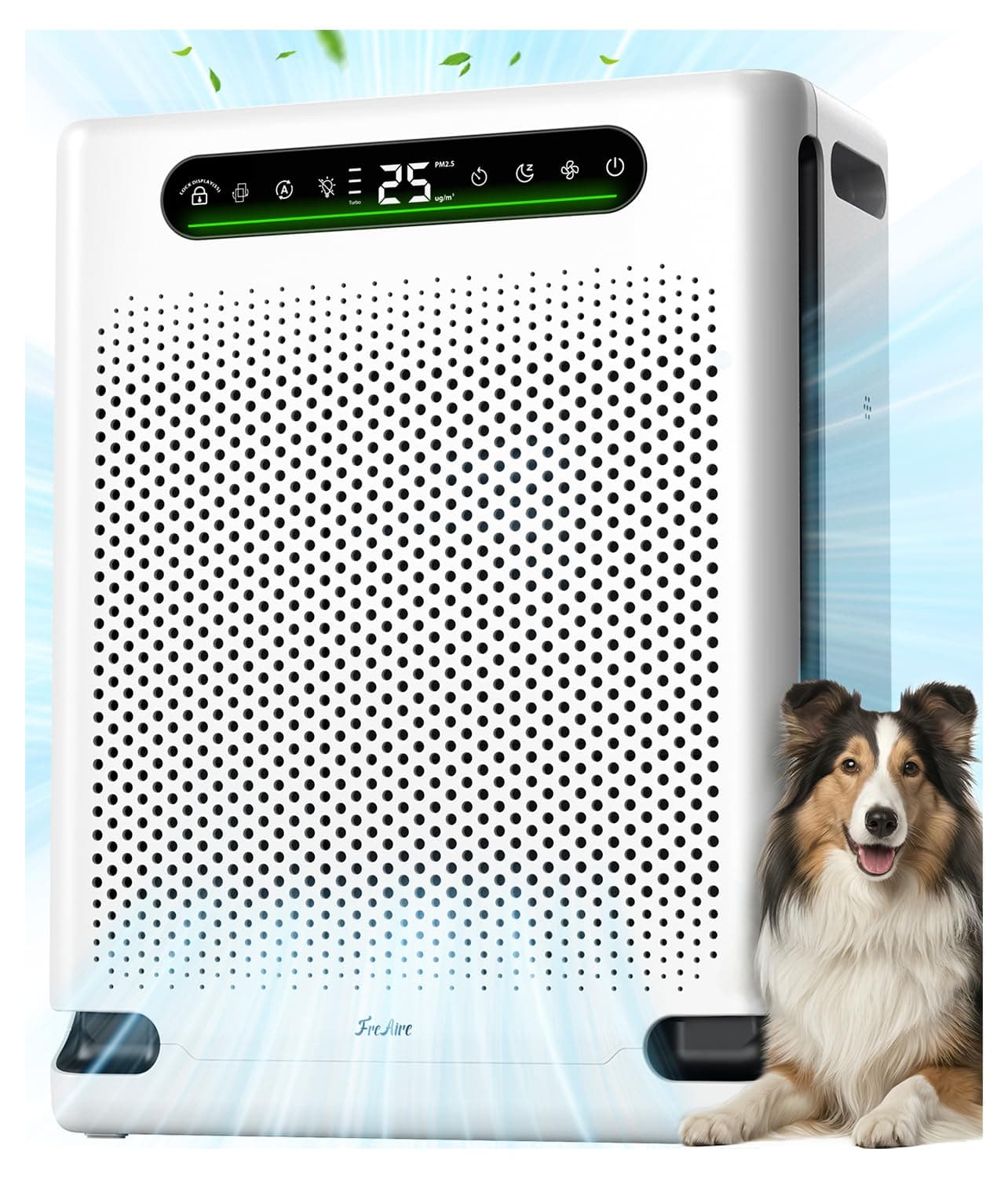 FreAire Air Purifiers for Home Large Room up to 2600 Ft², HEPA Air Purifier with Washable Filter & Real-Time PM2.5 Display, Turbo Mode & 20 dB Sleep Mode, Air Cleaner for Pet Hair Odors Smoke, HAP605