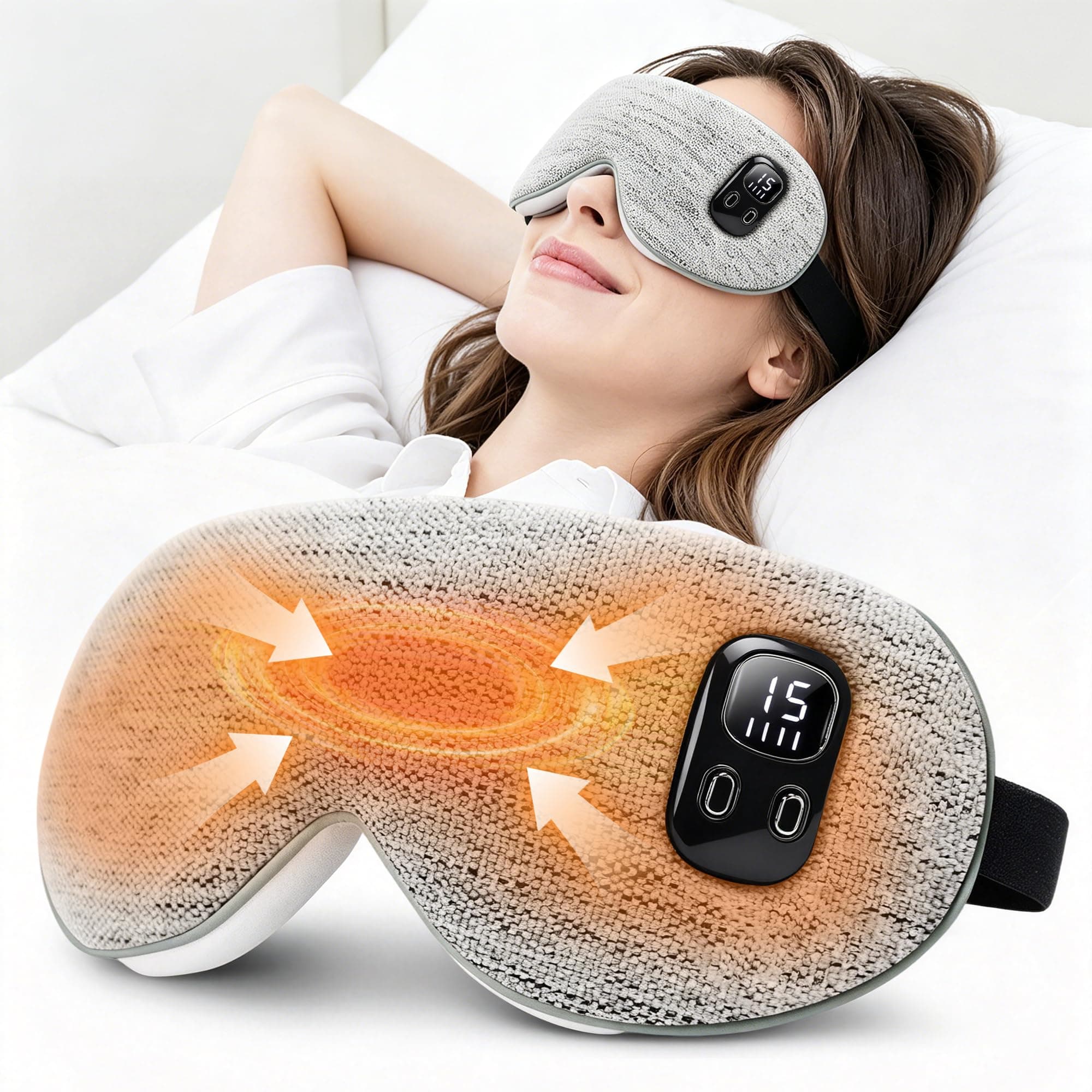 EASICUTI Heated Eye Mask, Cordless Warm Eye Compress for Dry Eyes Blepharitis Stye Treatment Eye Relief Improve Sleep, 4-Level Temperature & Timer, Washable Eye Heating Pad for Sleeping, Travel, Grey