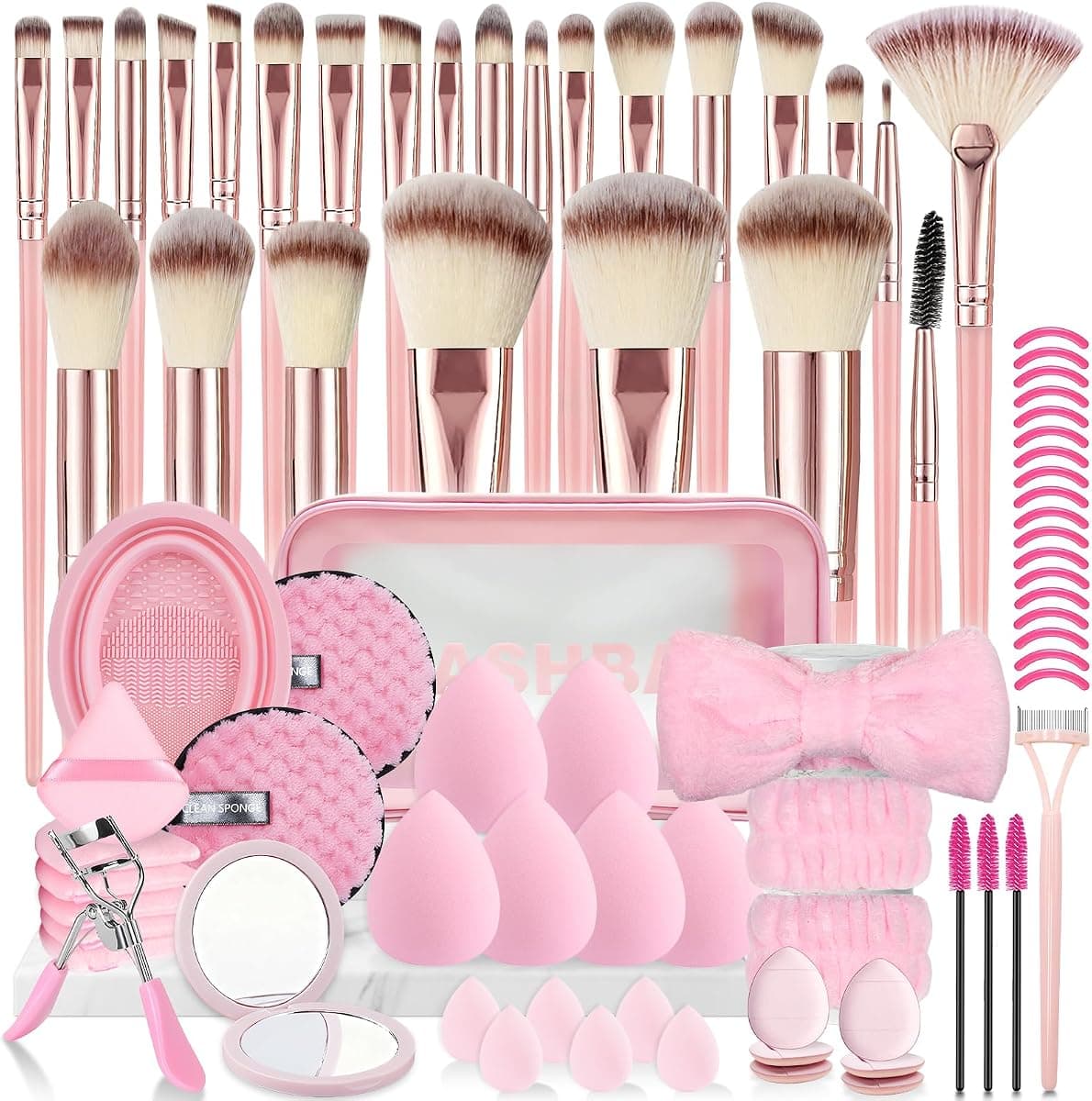 80PCS Makeup Brushes, Makeup Brush Set Professional Makeup Kit Multi-functional Makeup Tool Set with Case Facial Makeup Accessories,Brush Set Eye & Makeup Sponge(Pink)