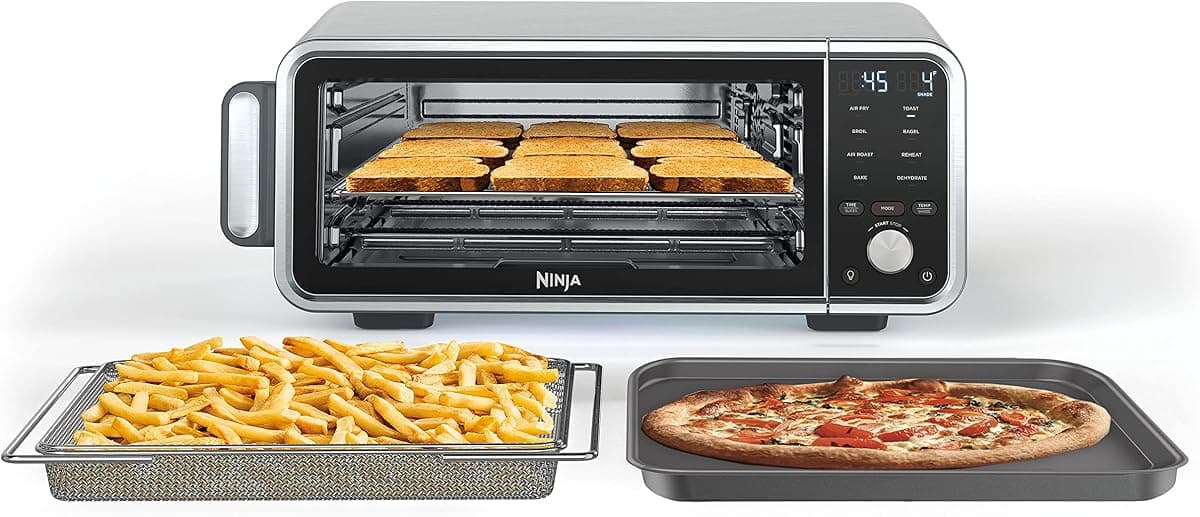 Ninja (Refurbished) SP201/FT205CO Digital Air Fry Pro Countertop 8-in-1 Oven with Extended Height, XL Capacity, Flip Up & Away, Basket, Wire Rack Crumb Tray, Silver, Black (Renewed)